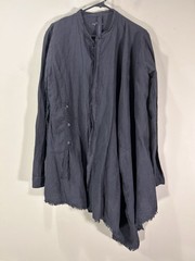 First Aid To The Injured Avantgarde Black Linen Button Up Wrap Shirt Sz 3 Med