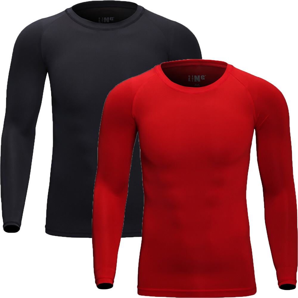 Mens Sports Warmer Long Sleeve Moisture Wicking T-Shirt Gym Tight Liner John Top