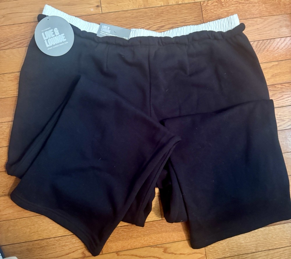NWT No Comment Plus Relaxed Fit, High Rise Peek-A-Boo Sweatpants, Black Size 2X