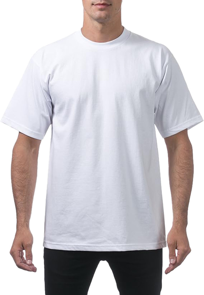 1x Pro Club Men’s Heavyweight T-Shirt Crew Neck Plain Blank Short Sleeve Tee F S