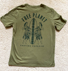 Free Planet Surfers Paradise Hawaiian Hula women Surfing Surfboard T Shirt