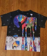 Jerzees Dri-Power Abstract Multicolor Bord on Horse T-Shirt. Size Medium.