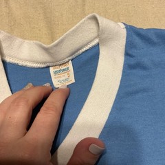 Vintage Angels Coach Shirt Mens XL Blue V Neck Baseball Jersey Gulf Coast 80s
