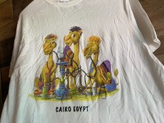 Cairo Egypt T-Shirt Adult XL Camels Funny Smoking Cotton Tee Trippy Hookah