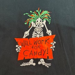 Vintage 90s Jerzees Halloween Skeleton Will Work For Candy Men’s T Shirt XL
