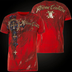 Xtreme Couture By Affliction Men’s T-Shirt Dark Doman Biker Red Tattoo S-5XL