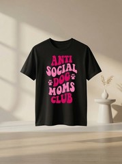 Anti Social Dog Moms Club Funny Dog Mom Apparel Groovy Women Graphic Tee