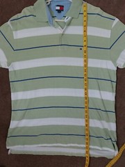 TOMMY HILFIGER XL XG GREEN WHITE BLUE POLO SHIRT VERY GOOD USED CONDITION