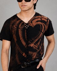 Hand Woven Bleach Painted 100% Cotton T-Shirt Men’s Large Wearable Art Tee