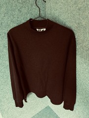 Uniqlo U Mock Neck T-Shirt Mens Large Burgundy Long Sleeve Heavyweight Athletic