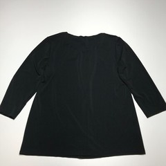 Ann Taylor Top Womens Size M Pleated Neck Crop Sleeve Blouse Black Stretchy