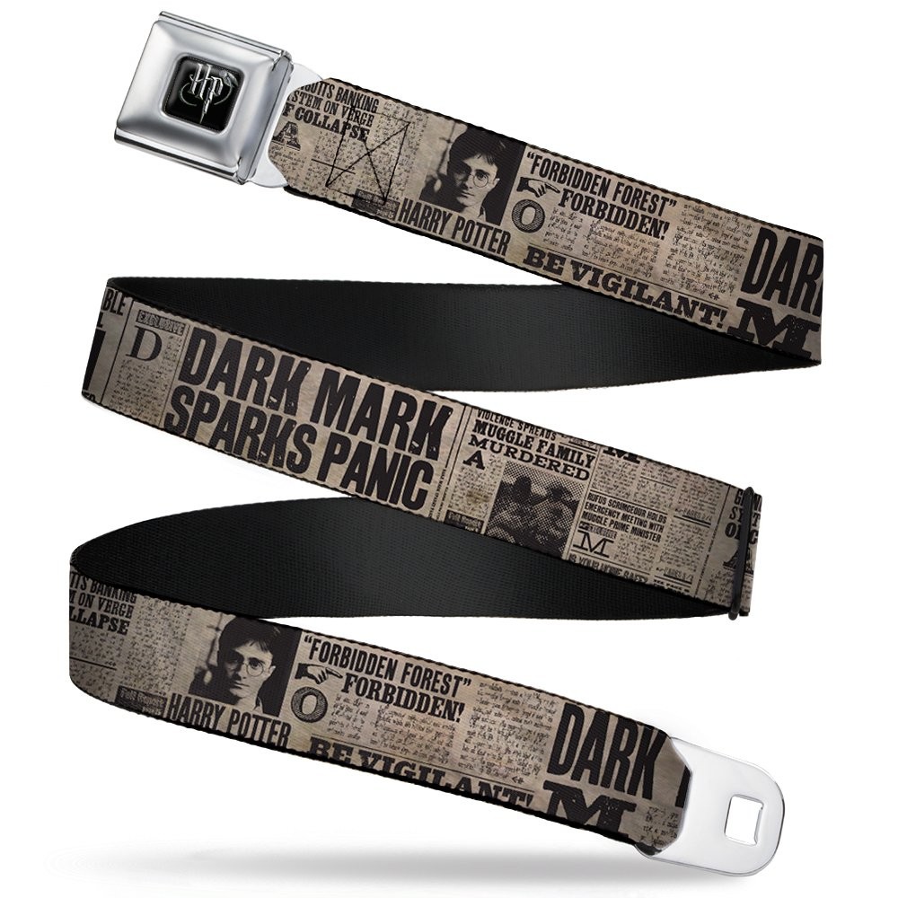 Seatbelt Belt – Harry Potter Newspaper Headlines – 1.0″ Wide – 20-36 Inches i…