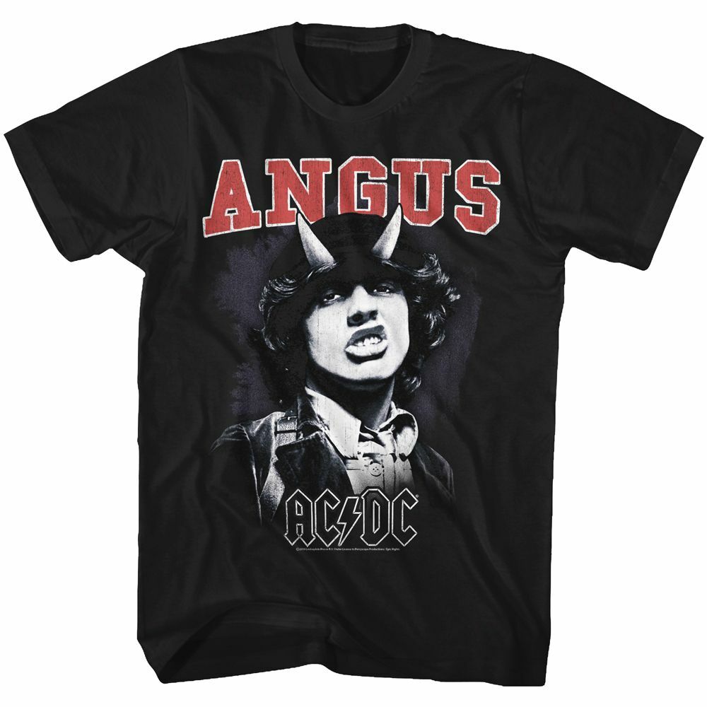 AC/DC Angus Young Horns Black Rock and Roll Music Band T-Shirt