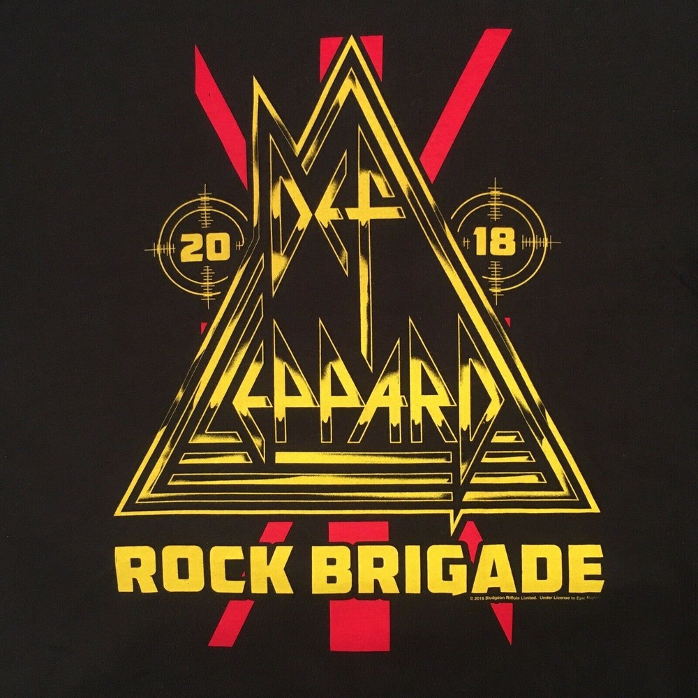 DEF LEPPARD 2018 ROCK BRIGADE Black T-shirt, Red Yellow Logo, Men’s XL (?)