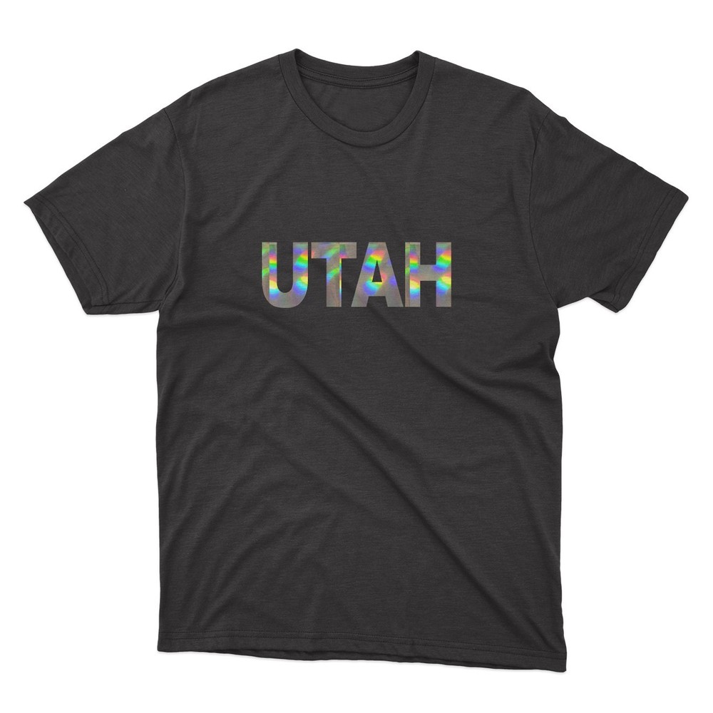 UTAH Black T-Shirt | Silver Holographic / Hologram Text