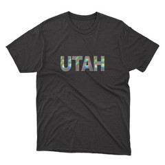 UTAH Black T-Shirt | Silver Holographic / Hologram Text