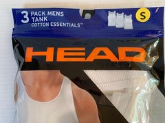 HEAD 3 PK RIBBED TANK A SHIRT MENS Cotton Athletic Fit White Size Small NEW