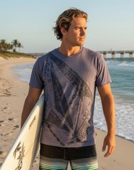 Volcom Stone Men’s Large Slim Fit Graphic Tee Heather Purple Lilac Skate Surf
