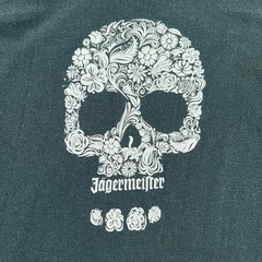 Jagermeister Shirt Mens Large Black Short Sleeve Floral Skull Graphic Tee Liquor