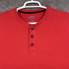 Duluth Trading 40 Grit Shirt Mens XL Red Henley Short Sleeve Cotton Standard Fit