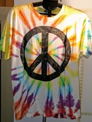 Peace Time Tie-Dye TShirt L Single Stitch Cotton T Shirt Stains 1990 Fruit Loom