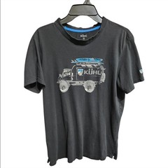 KUHL Mens Black Wildfibre Organic Cotton Graphic T-Shirt Off Road Truck Shirt