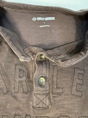 Harley Davidson Shirt Mens Long Sleeve Henley Size L **see Photo Small Hole**