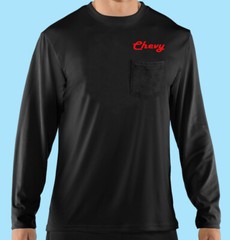 Long Sleeve Pocket T-Shirt, Cars, Trucks, Motor Sports, Chevy Old School, Black