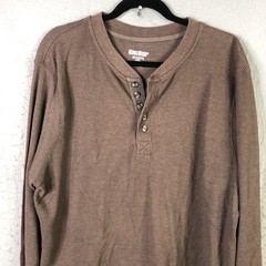 KingSize Thermal Waffle Henley Shirt Mens Big 2X Brown Long Sleeve Casual