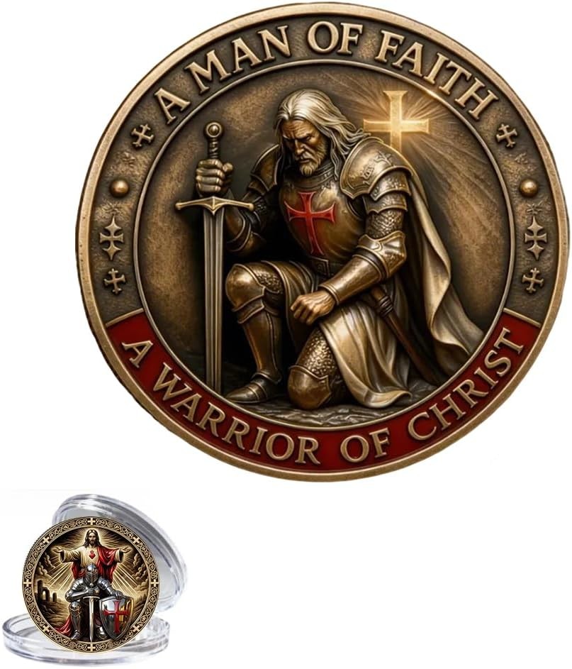 A Man of Faith-A Warrior of Christ Commemorative Coin,Jesus Challenge Coins OY