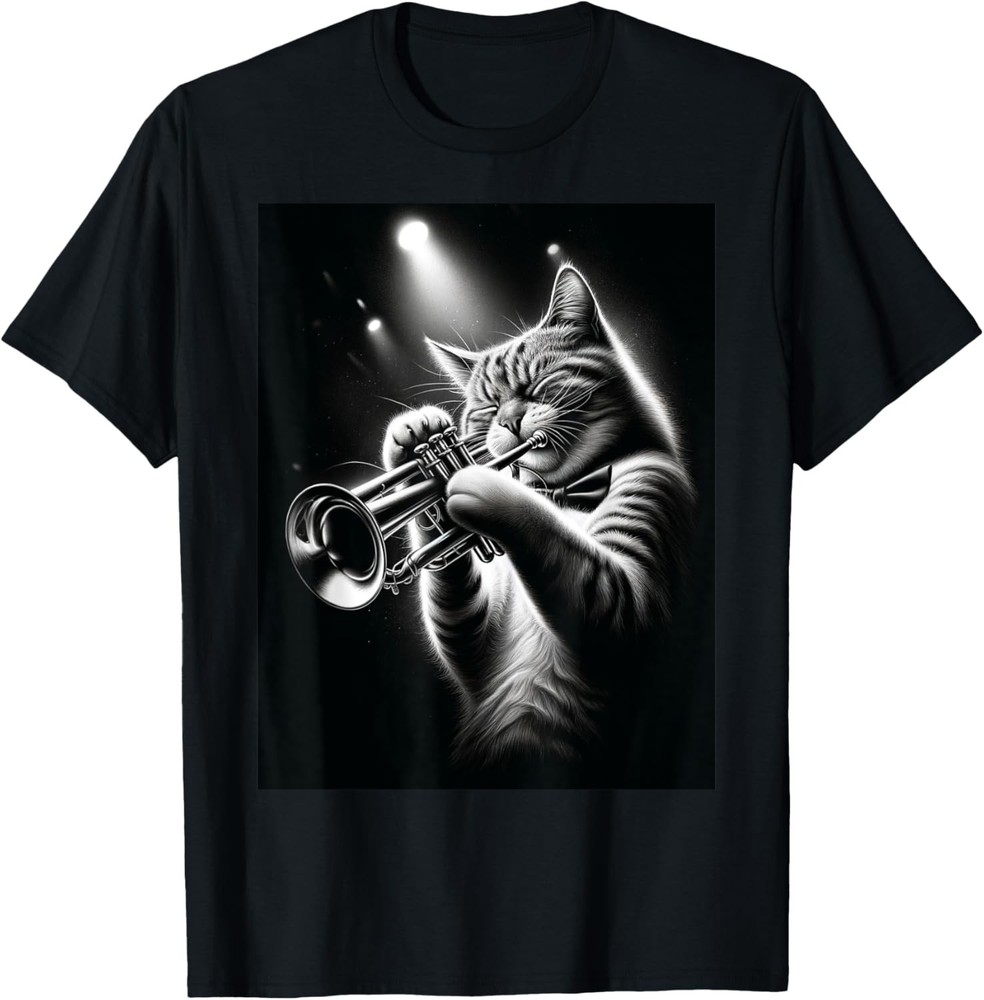 Musician Trumpet Player Funny Cat Playing Trumpet T-Shirt