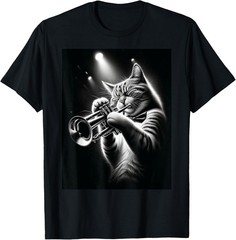Musician Trumpet Player Funny Cat Playing Trumpet T-Shirt