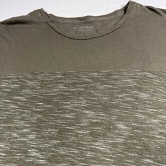 AllSaints Pavant Crew T-Shirt XL Olive Green Space Dye Paneled Slub MD014G