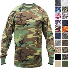 Rothco Long Sleeve T-Shirt Tactical Camo Military Crew Tee Undershirt Army Shirt