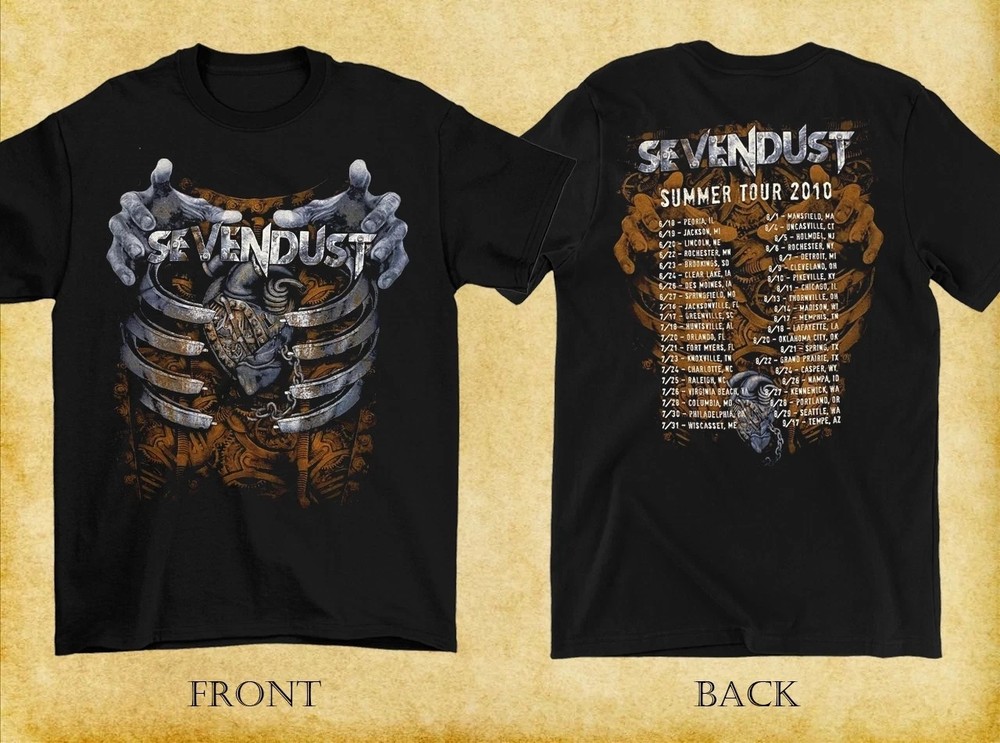 2 Sides Sevendust Band Summer Tour 2010 Shirt Black Unisex S 5XL