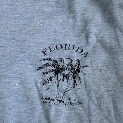 Vintage 70s 80s Florida Palm Trees Shirt Mens Med Blue Ringer Tee Beach Tropical