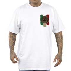 Tierra Y Libertad Men’s Shirt White Dyse One Chicano Art Mexican Flag Mexico