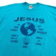 Vintage Jesus Tee Shirt Top Bible Verse Biblical God XL Y2K Walk A Thon Marathon