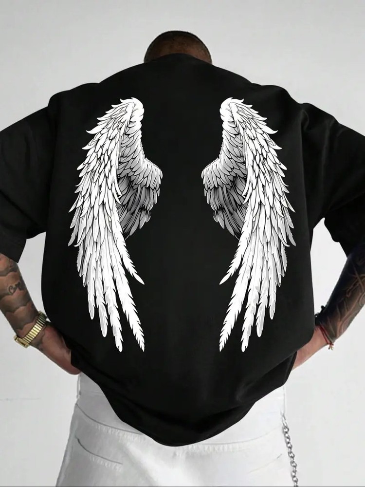 Men’s Angel Wings Graphic Tee – Casual Summer Cotton T-Shirt