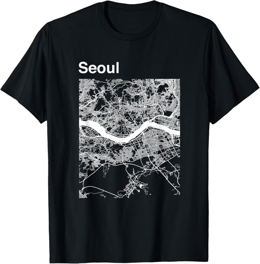 NEW LIMITED Funny Map Seoul South Korea Classic City Map Graphic T-Shirt