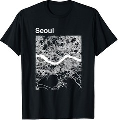 NEW LIMITED Funny Map Seoul South Korea Classic City Map Graphic T-Shirt