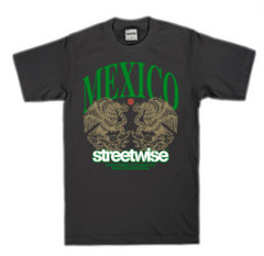 Streetwise Las Aguilas Men’s T-Shirt Black Mexico Tee Heavyweight Cotton