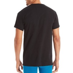6 Pack Mens 75% Cotton,Moisture-Wicking Crew Tee Undershirts,(S) Black/Grey/Blue