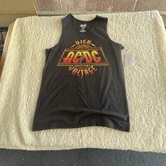 AC/DC Tank Top Shirt Stretch New Black High Voltage Mens Size Small Workout