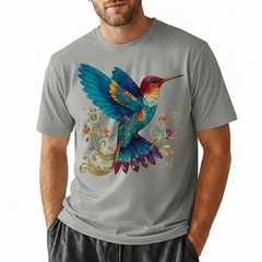 Colorful Hummingbird Nature Art T-Shirt Vintage Retro Gift Men Women Tee