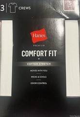 Men’s Hanes Comfort Fit 3-Pack Crew T-shirts, Short Sleeve. White Small, 2 Packs