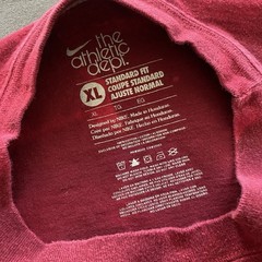 2010s Nike Athletic Department T Shirt Mens XL Red Maroon Bleach Dye ‘72 Classic