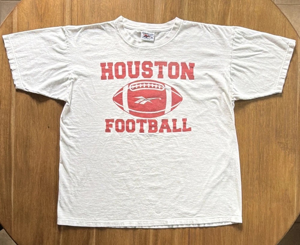 Vtg. Reebok Houston Football Logo T-Shirt Men’s XL White Red Cotton Knit