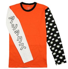 ASICS Tiger Happy Chaos Long Sleeve T-Shirt sz L Large Orange Tokyo Japan