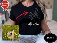 Custom Pet Portrait Outline Photo Comfort Tee Shirt Personalized Dog Cat